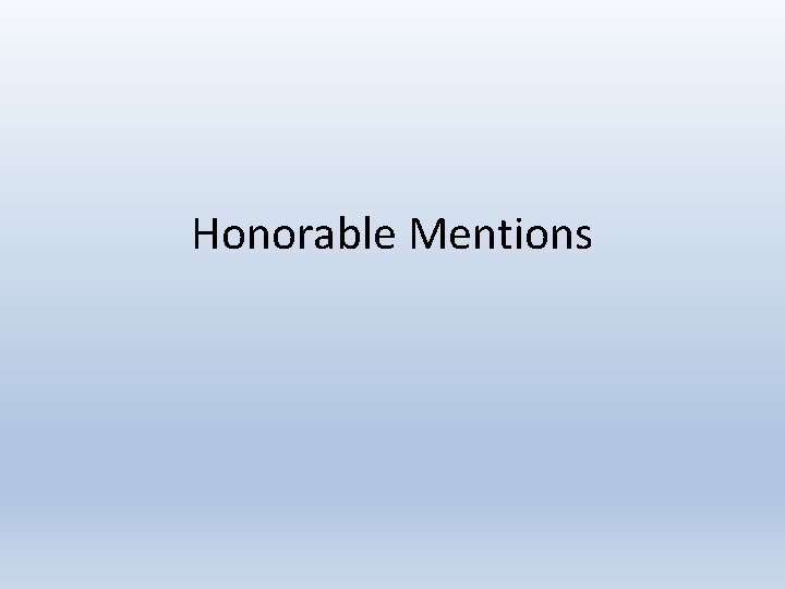 Honorable Mentions 