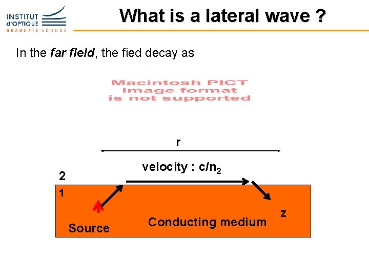 What is a lateral wave ? In the far field, the fied decay as
