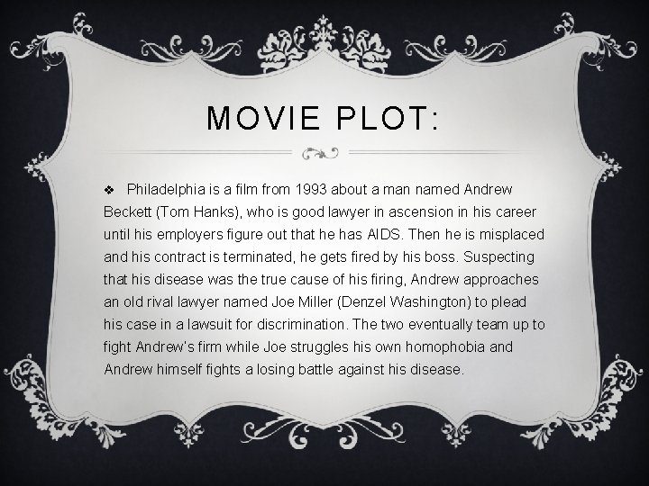 MOVIE PLOT: v Philadelphia is a film from 1993 about a man named Andrew MOVIE PLOT: v Philadelphia is a film from 1993 about a man named Andrew