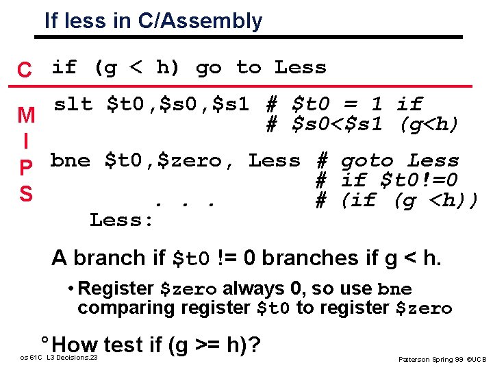 Cs 61 C Constants And Making Decisions In