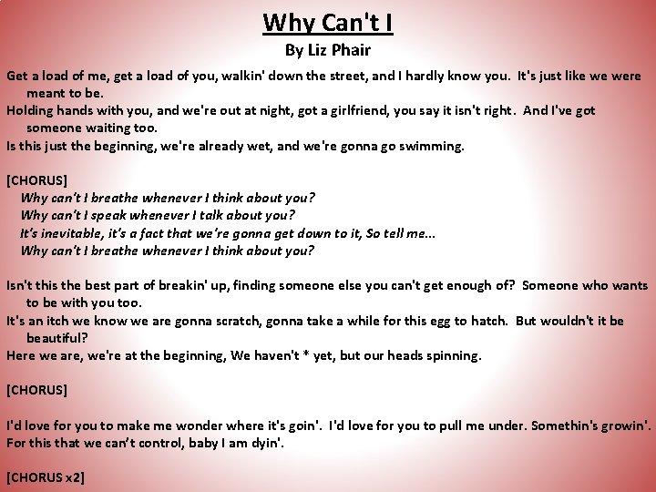 Why Can't I By Liz Phair Get a load of me, get a load