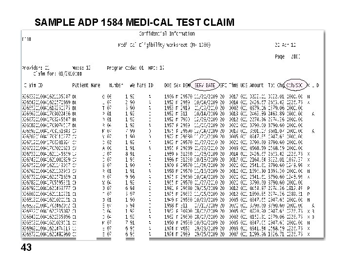 SAMPLE ADP 1584 MEDI-CAL TEST CLAIM 43 