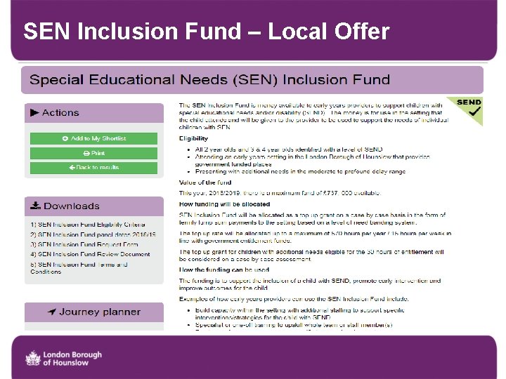 SEN Inclusion Fund – Local Offer 