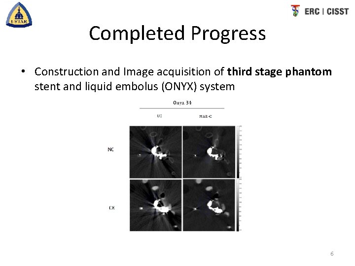 Completed Progress • Construction and Image acquisition of third stage phantom stent and liquid