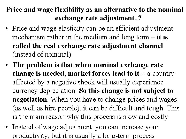 Price and wage flexibility as an alternative to the nominal exchange rate adjustment. .