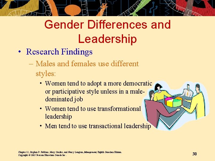 Gender Differences and Leadership • Research Findings – Males and females use different styles: