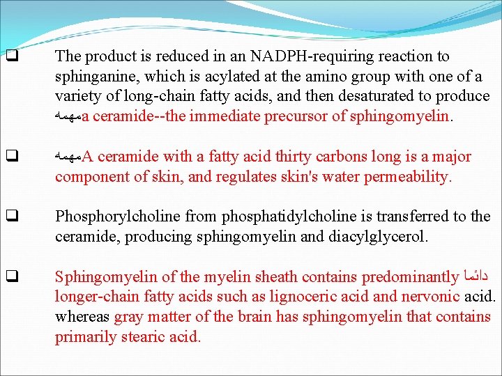 q The product is reduced in an NADPH-requiring reaction to sphinganine, which is acylated