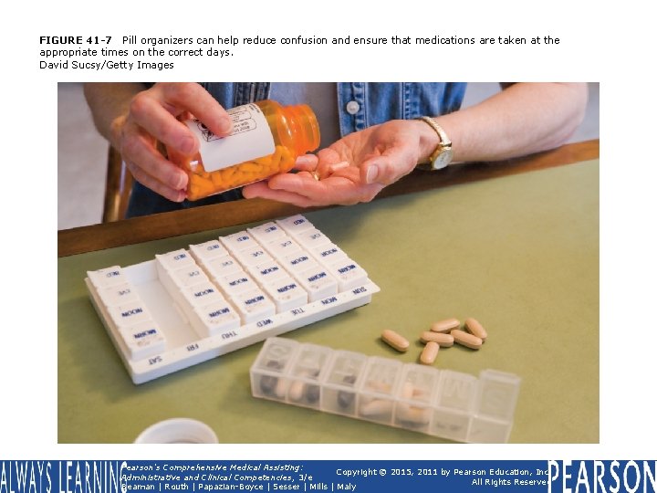 FIGURE 41 -7 Pill organizers can help reduce confusion and ensure that medications are