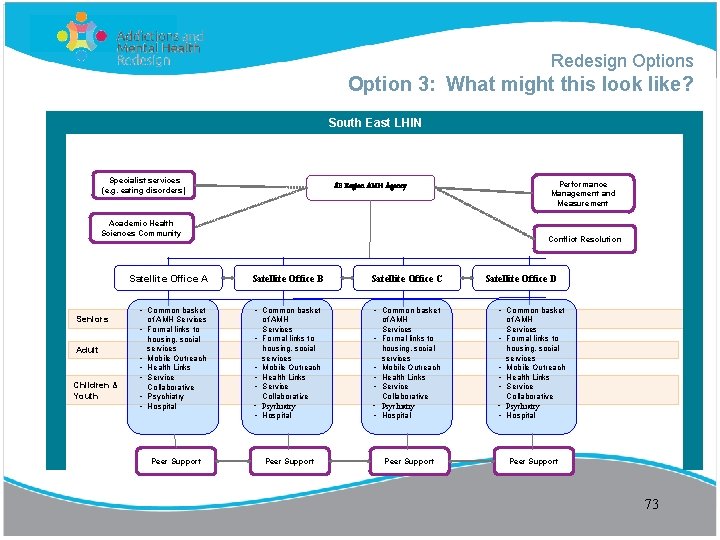 Redesign Options Option 3: What might this look like? Specialist services (e. g. eating