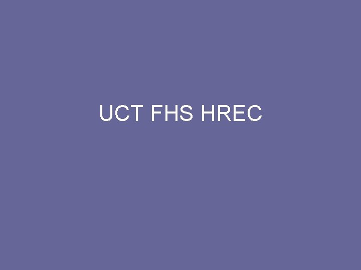 UCT FHS HREC 