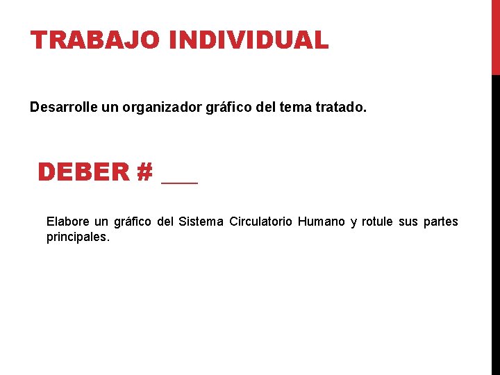 TRABAJO INDIVIDUAL Desarrolle un organizador gráfico del tema tratado. DEBER # ___ Elabore un