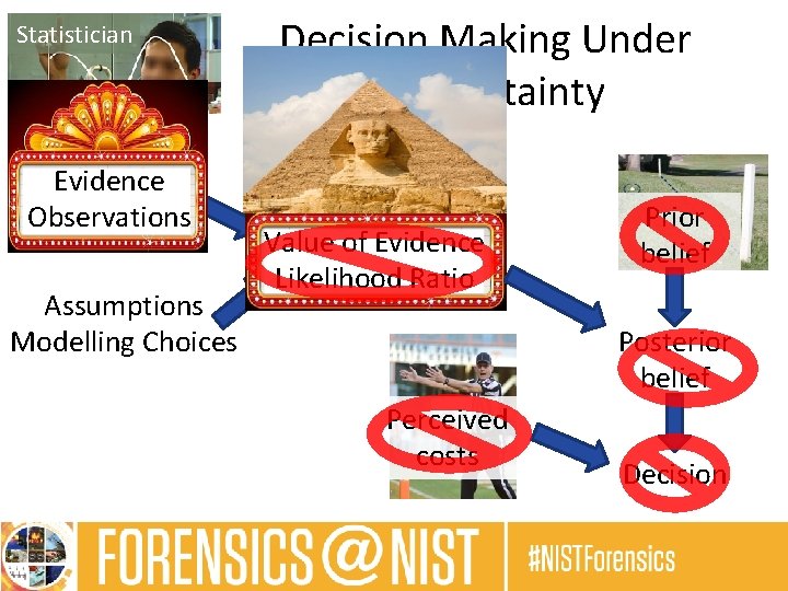 Statistician Evidence Observations Assumptions Modelling Choices Decision Making Under Uncertainty Value of Evidence Likelihood