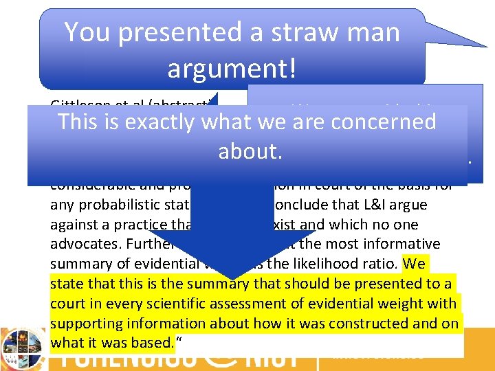 You presented a straw man argument! Gittleson et al (abstract): We agree with this
