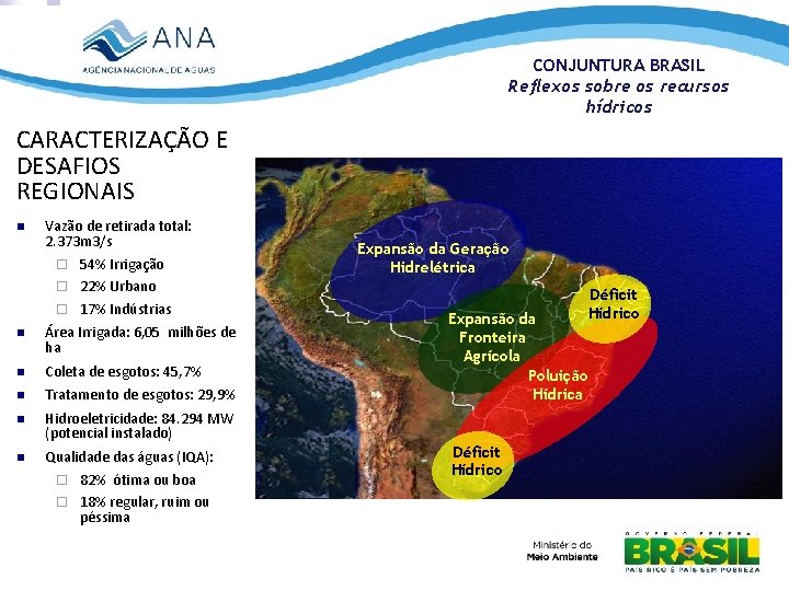 CONJUNTURA BRASIL Reflexos sobre os recursos hídricos CARACTERIZAÇÃO E DESAFIOS REGIONAIS Vazão de retirada
