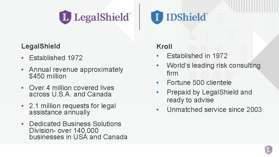 Legal. Shield • Established 1972 • Annual revenue approximately $450 million • Over 4