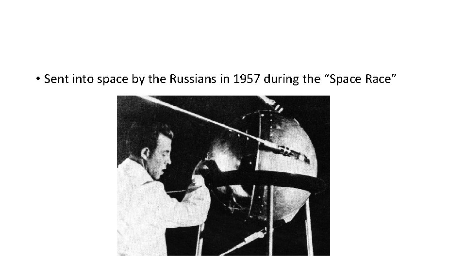  • Sent into space by the Russians in 1957 during the “Space Race”