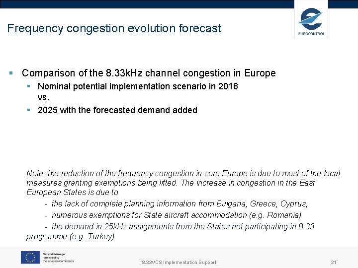 Frequency congestion evolution forecast § Comparison of the 8. 33 k. Hz channel congestion