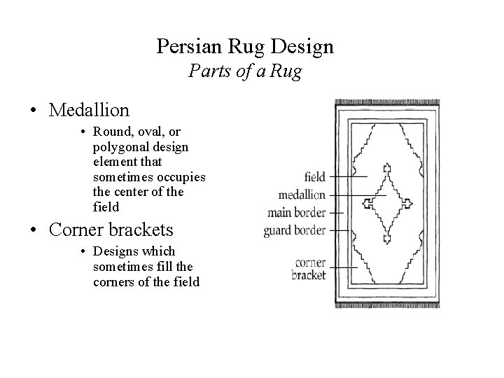 Persian Rug Design Parts of a Rug • Medallion • Round, oval, or polygonal
