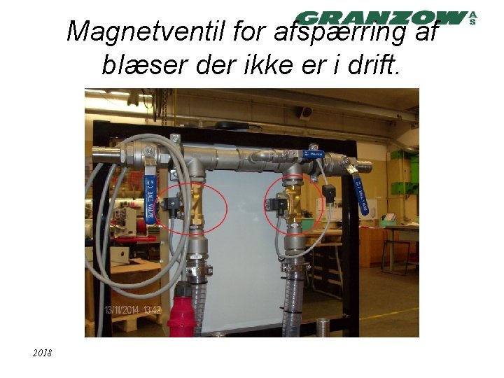 Magnetventil for afspærring af blæser der ikke er i drift. 2018 