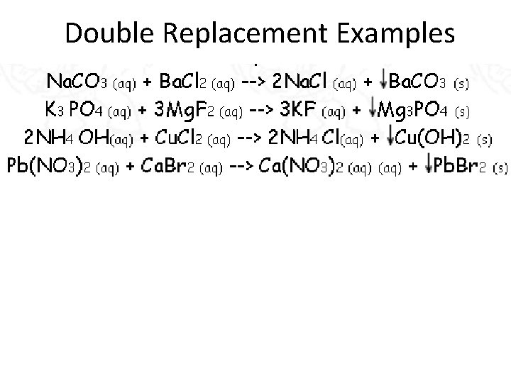 Double Replacement Examples 