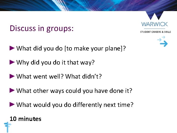 Discuss in groups: What did you do [to make your plane]? Why did you