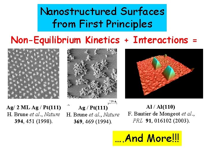 Nanostructured Surfaces from First Principles Non-Equilibrium Kinetics + Interactions = Ag/ 2 ML Ag