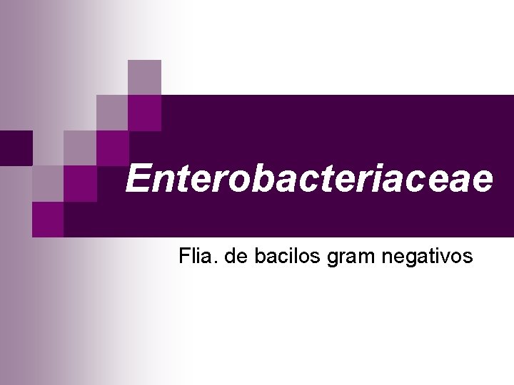 Enterobacteriaceae Flia. de bacilos gram negativos 