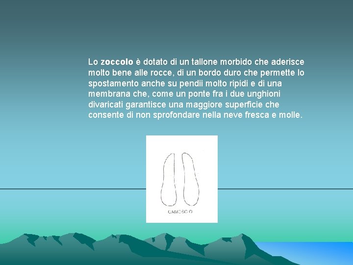 Lo zoccolo è dotato di un tallone morbido che aderisce molto bene alle rocce,