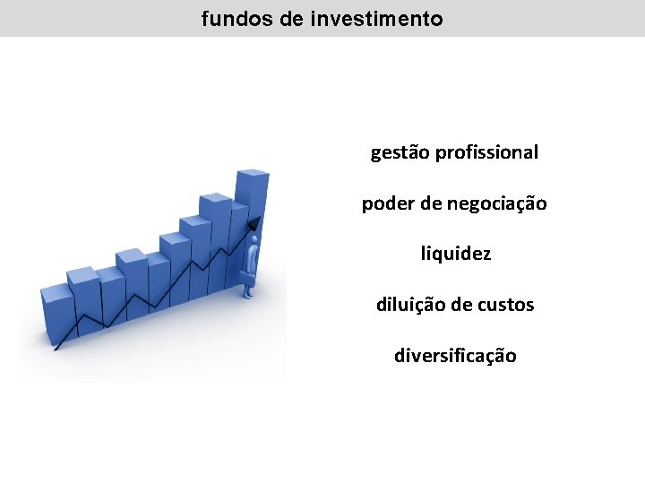 fundos de investimento gestão profissional poder de negociação liquidez diluição de custos diversificação 