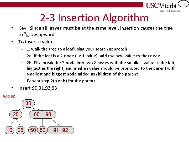 25 2 -3 Insertion Algorithm • Key: Since all leaves must be at the