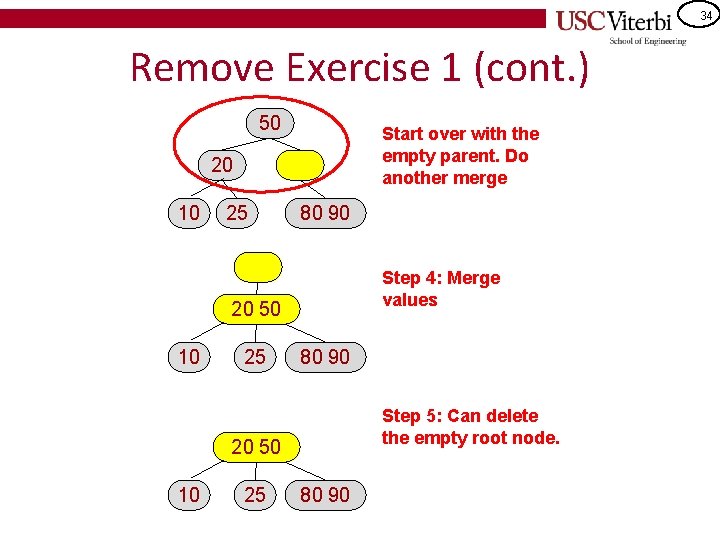 34 Remove Exercise 1 (cont. ) 50 Start over with the empty parent. Do