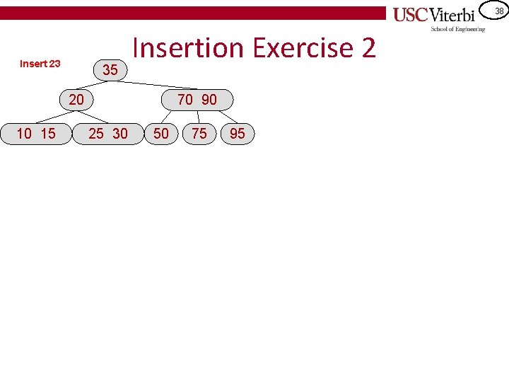 38 Insert 23 35 Insertion Exercise 2 20 10 15 70 90 25 30