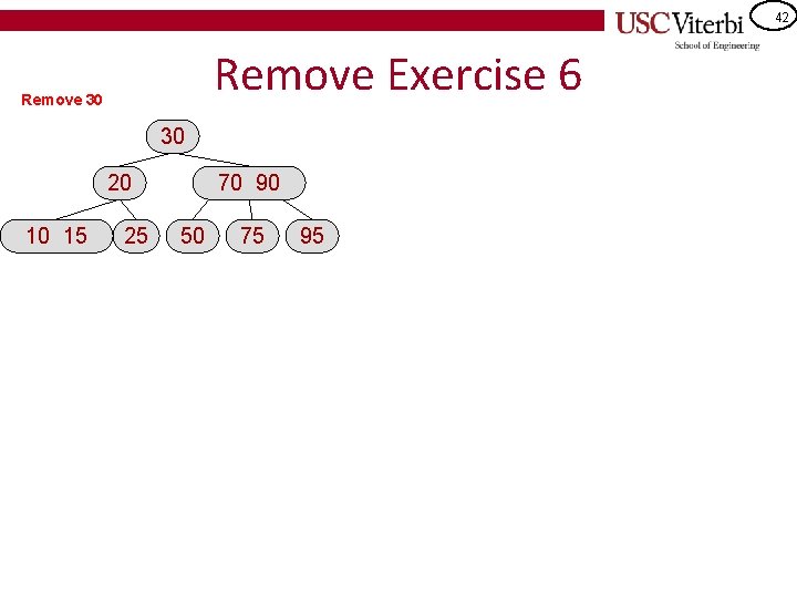 42 Remove Exercise 6 Remove 30 30 20 10 15 25 70 90 50