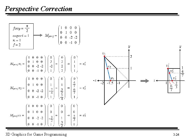 Perspective Correction 3 D Graphics for Game Programming 3 -24 24 