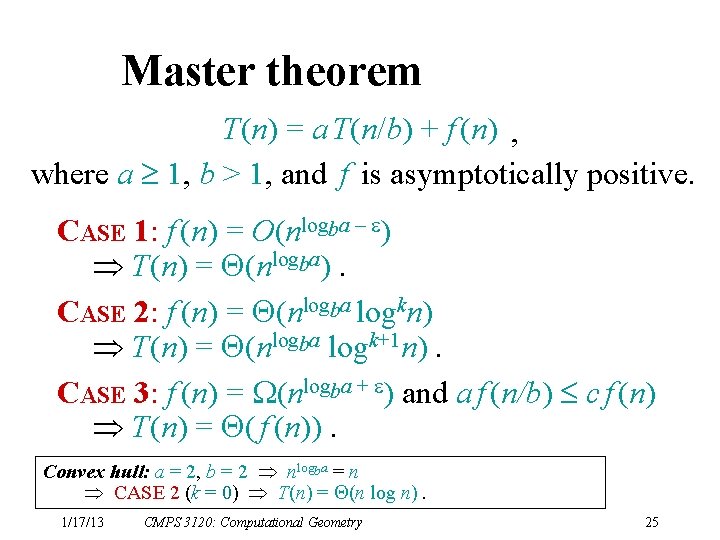 Cmps 31 Computational Geometry Spring 13 Convex Hulls