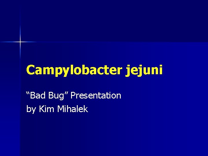 Campylobacter jejuni “Bad Bug” Presentation by Kim Mihalek 