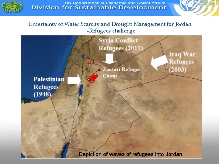 Uncertainty of Water Scarcity and Drought Management for Jordan -Refugees challenge Depiction of waves