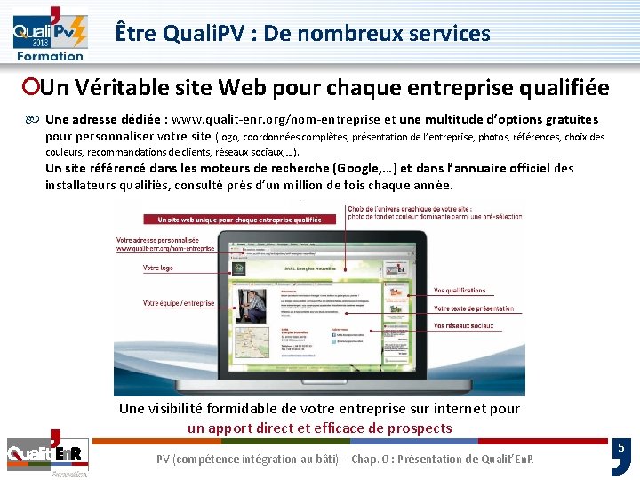 Être Quali. PV : De nombreux services ¡Un Véritable site Web pour chaque entreprise