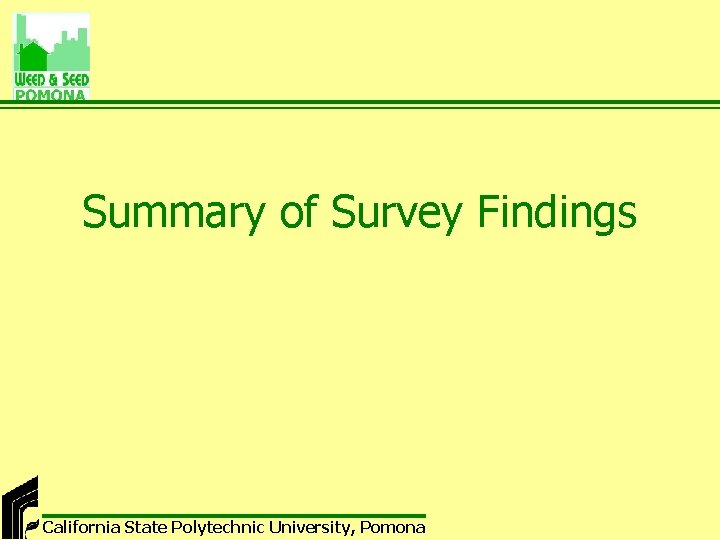 Summary of Survey Findings California State Polytechnic University, Pomona 