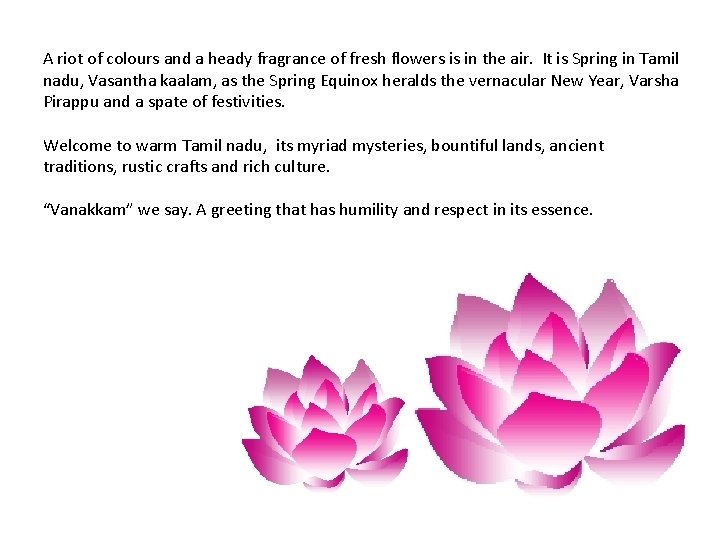 A riot of colours and a heady fragrance of fresh flowers is in the