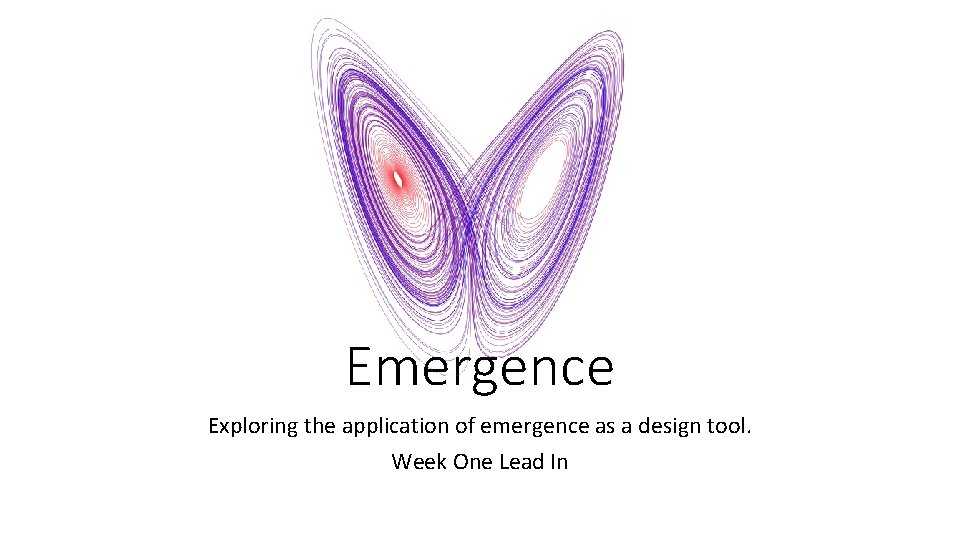 Emergence Exploring the application of emergence as a design tool. Week One Lead In