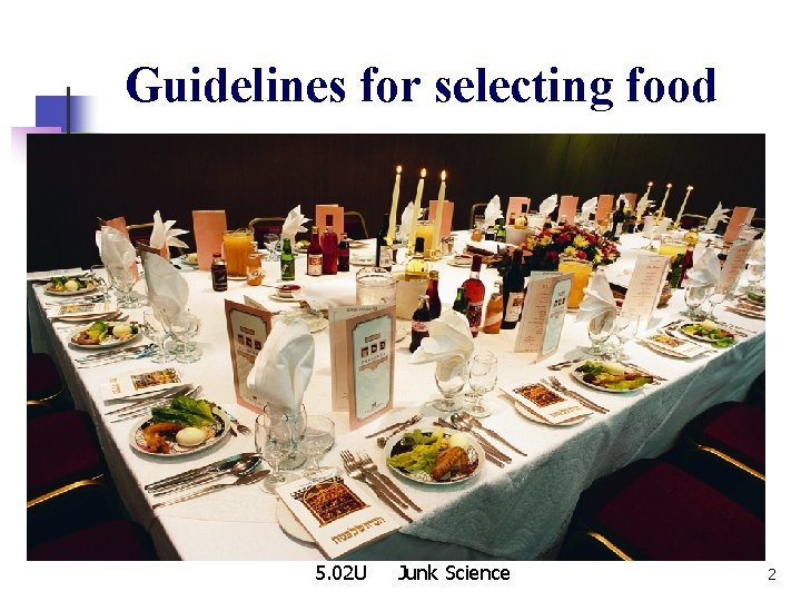 Guidelines for selecting food 5. 02 U Junk Science 2 
