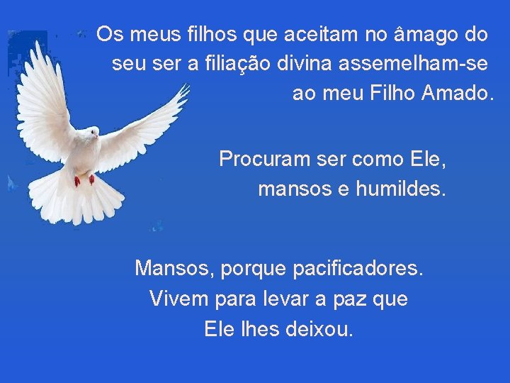 Os meus filhos que aceitam no âmago do seu ser a filiação divina assemelham-se