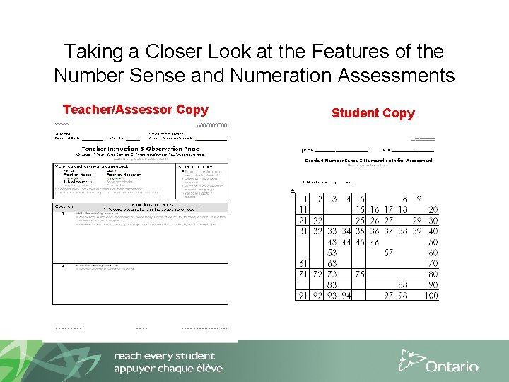 Taking a Closer Look at the Features of the Number Sense and Numeration Assessments