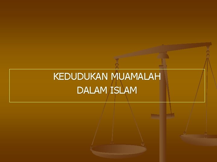 KEDUDUKAN MUAMALAH DALAM ISLAM 