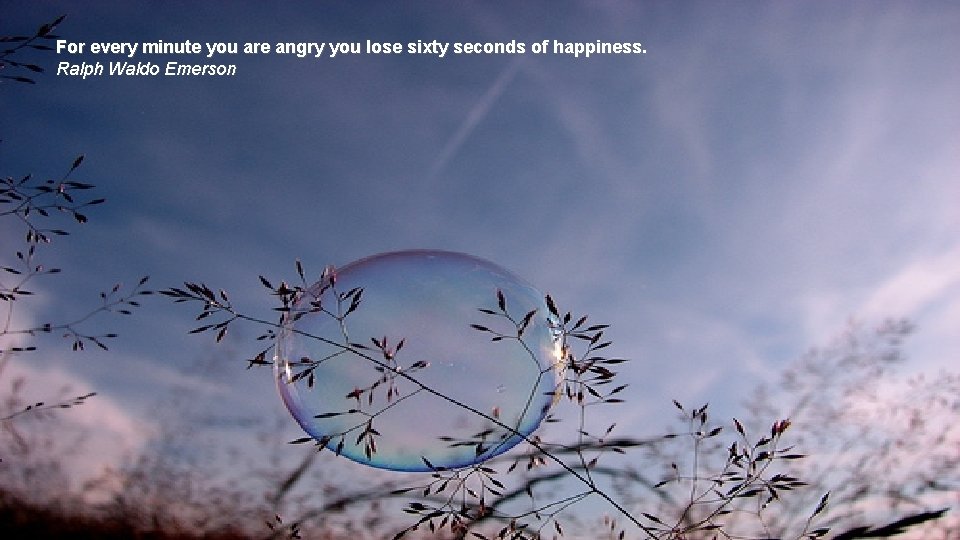 For every minute you are angry you lose sixty seconds of happiness. Ralph Waldo