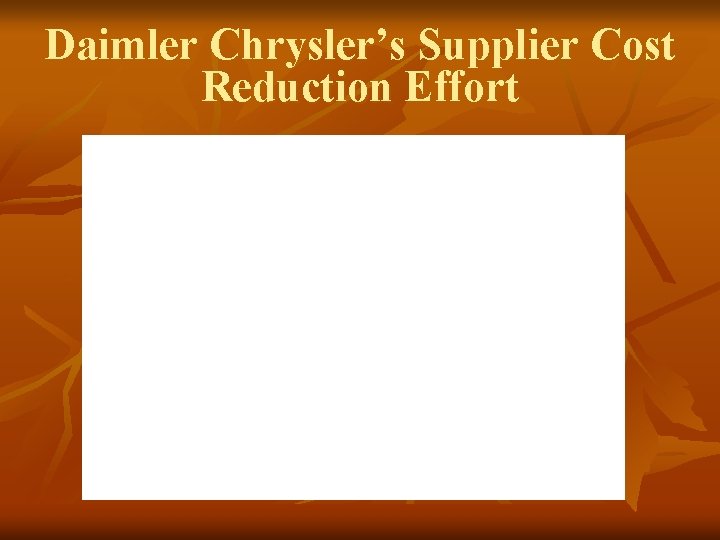 Daimler Chrysler’s Supplier Cost Reduction Effort 