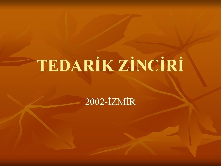 TEDARİK ZİNCİRİ 2002 -İZMİR 