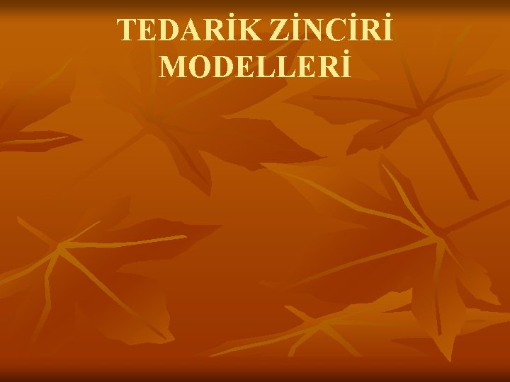 TEDARİK ZİNCİRİ MODELLERİ 