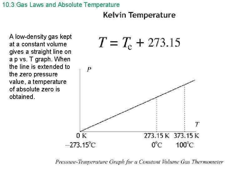 10. 3 Gas Laws and Absolute Temperature A low-density gas kept at a constant